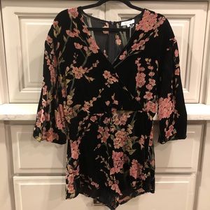 Vici collection black velvet romper